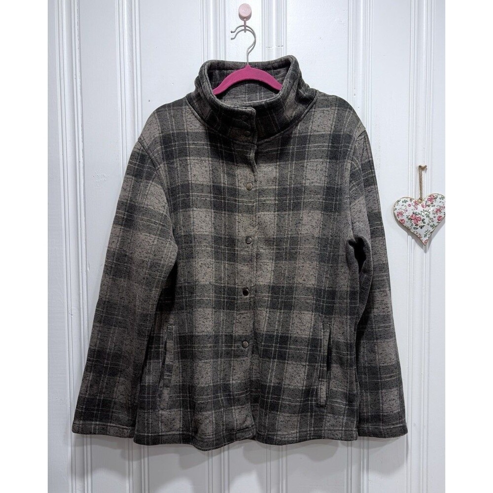 Stillwater Supply Co Womens XXL Plaid Fleece Snap Jacket Sweater Knit Gray